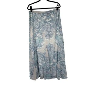 Banana Republic Skirt Women 14 Light Blue Paisley Print Boho Flowy Festival Chic
